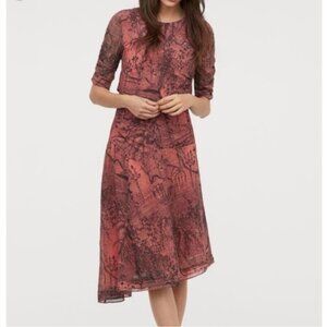 NWT Toille Print Chiffon lined Dress NWT SZ 6,H&M Conscious Exclusive brand,